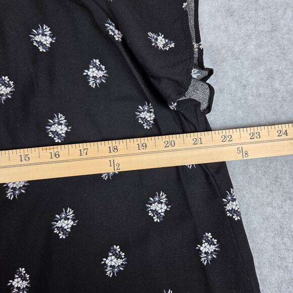 Old Navy Medium Black White Floral Boho Dress Flutter Sleeve Tassel Tie Neckline - Picture 11 of 13